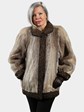 Woman's Natural Nutria Fur Jacket with Brown Persian Lamb Trim