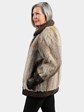 Woman's Natural Nutria Fur Jacket with Brown Persian Lamb Trim