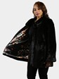 Woman's Black Semi Sheared Mink Fur Jacket