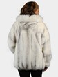 Woman's Cross Mink Fur Parka with Fox Trimmed Hood