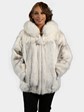 Woman's Cross Mink Fur Parka with Fox Trimmed Hood