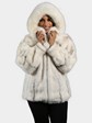 Woman's Cross Mink Fur Parka with Fox Trimmed Hood