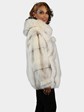 Woman's Cross Mink Fur Parka with Fox Trimmed Hood