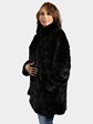 Woman's Plus Size Black Sculptured Mink Swing Stroller Reversing to Leather