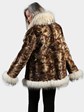 Woman's Sculptured Animal Print Mink Fur Jacket with Finn Racoon Trim