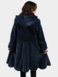 Woman's Gorski New Denim Blue Sheared Mink Fur Stroller