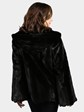 Woman's Black Semi Sheared Mink Fur Parka with Double Fur Hood