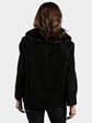 Woman's Vintage Black Broadtail Lamb Fur Jacket with Mink Collar