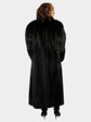 Woman's Ranch Mink Fur Coat with Black Fox Sleeves and Tuxedo Front