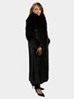 Woman's Ranch Mink Fur Coat with Black Fox Sleeves and Tuxedo Front