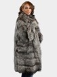 Woman's Plus Size Silver Fox Fur 3/4 Coat