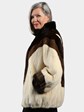 Woman's Three Color Mink Fur Zipper Jacket