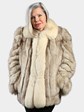 Woman's Blue Fox Fur Jacket with Shadow Fox Front and Collar