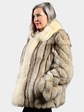 Woman's Blue Fox Fur Jacket with Shadow Fox Front and Collar