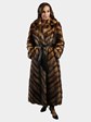 Woman's Vintage Fitch Fur Coat with Leather Belt