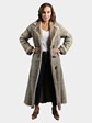 Woman's Bleached Blue Iris Female Mink Fur Coat Reversible to Grey Dyed Skin