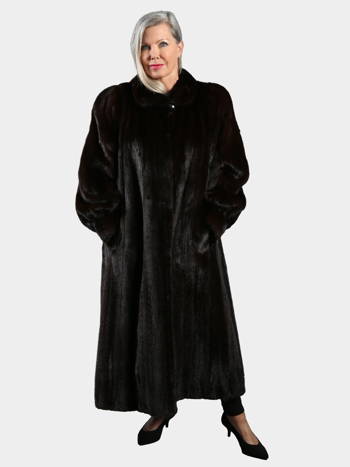 Woman's Saga Dark Mahogany Female Mink Fur Coat