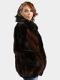 Woman's Plus Size Mahogany and Ranch Mink Fur Bomber Jacket