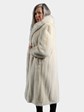 Woman's Blush Mink Fur Coat with Fox Tuxedo Front