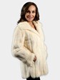 Woman's Petite Off White Mink Fur Jacket