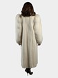 Woman's Off-white Mink Fur Coat with Fox Tuxedo Front and Sleeves