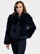 Woman's Midnight Blue Rex Rabbit Fur Jacket