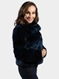 Woman's Midnight Blue Rex Rabbit Fur Jacket