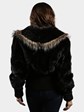 Women's Black / Brown Sculptured Mink Fur Jacket with Silver Fox Trim