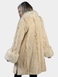 Woman's Bleached Mahogany Sculptured Mink Fur Stroller with Blush Fox Collar and Cuffs