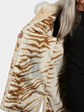 Woman's Bleached Mahogany Sculptured Mink Fur Stroller with Blush Fox Collar and Cuffs