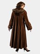 Woman's Demi Buff Female Mink Fur Coat with Sable Trimmed Hood