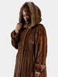 Woman's Demi Buff Female Mink Fur Coat with Sable Trimmed Hood