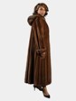 Woman's Demi Buff Female Mink Fur Coat with Sable Trimmed Hood