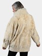 Woman's Tourmaline Sculptured Mink Fur Jacket with Fox Collar