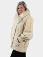 Woman's Tourmaline Sculptured Mink Fur Jacket with Fox Collar