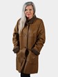 Woman's Tan Christ Shearling Lamb Fur Stroller (Reversible)