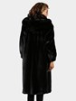 Woman's Ranch Female Mink Fur Coat with Fox Tuxedo and Detachable Hood