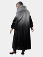 Woman's Black Grey Degrade Female Mink Fur Coat with Fox Tuxedo