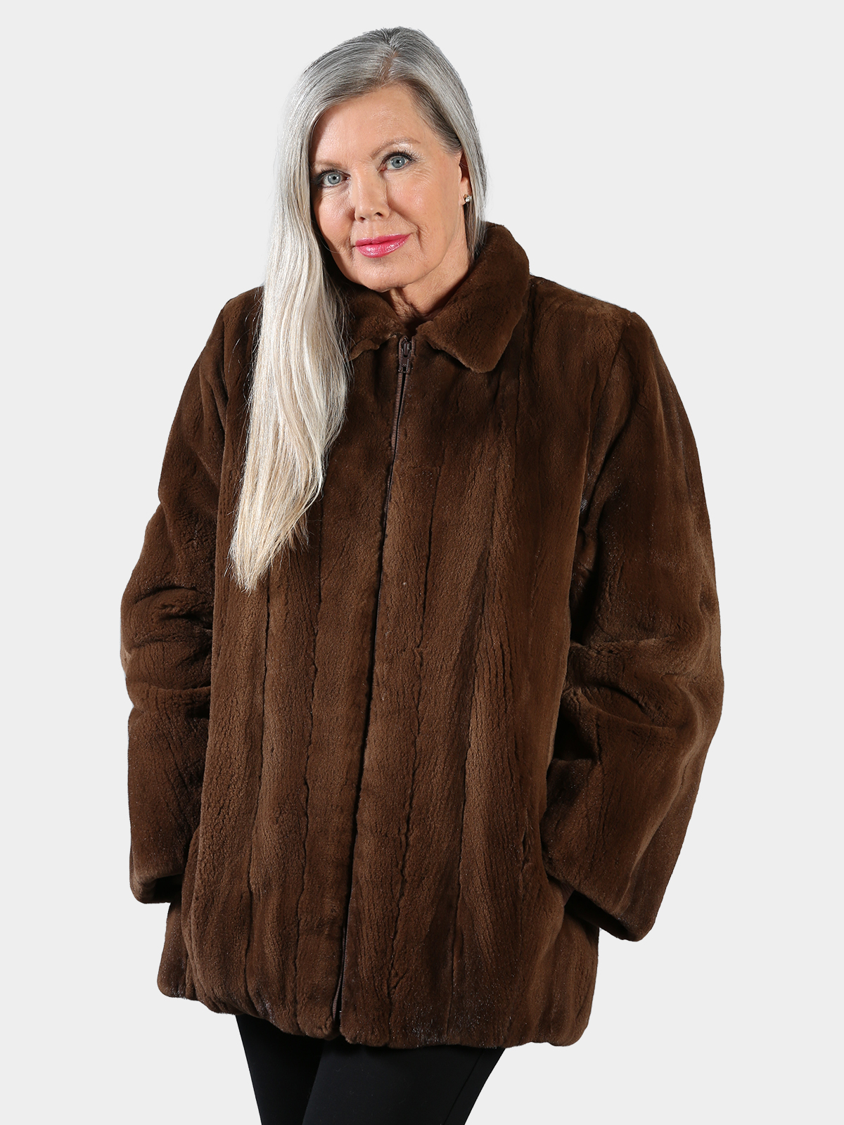 Woman's Brown Sheared Mink Fur Jacket