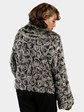 Woman's Plus Size Black and White Rex Rabbit Fur Jacket
