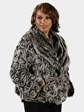 Woman's Plus Size Black and White Rex Rabbit Fur Jacket