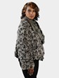 Woman's Plus Size Black and White Rex Rabbit Fur Jacket