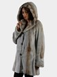 Woman's Sea Blue and Brown Semi-sheared Mink Fur Parka