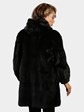 Woman's Black Sheared Mink Fur Stroller with Hood 