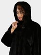 Woman's Black Sheared Mink Fur Stroller with Hood 