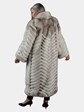 Woman's Blue Fox Chevron Style Fur Coat