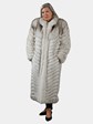 Woman's Blue Fox Chevron Style Fur Coat