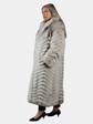 Woman's Blue Fox Chevron Style Fur Coat