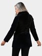 Woman's Navy / Black Shearling Lamb Fur Jacket