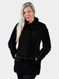 Woman's Navy / Black Shearling Lamb Fur Jacket
